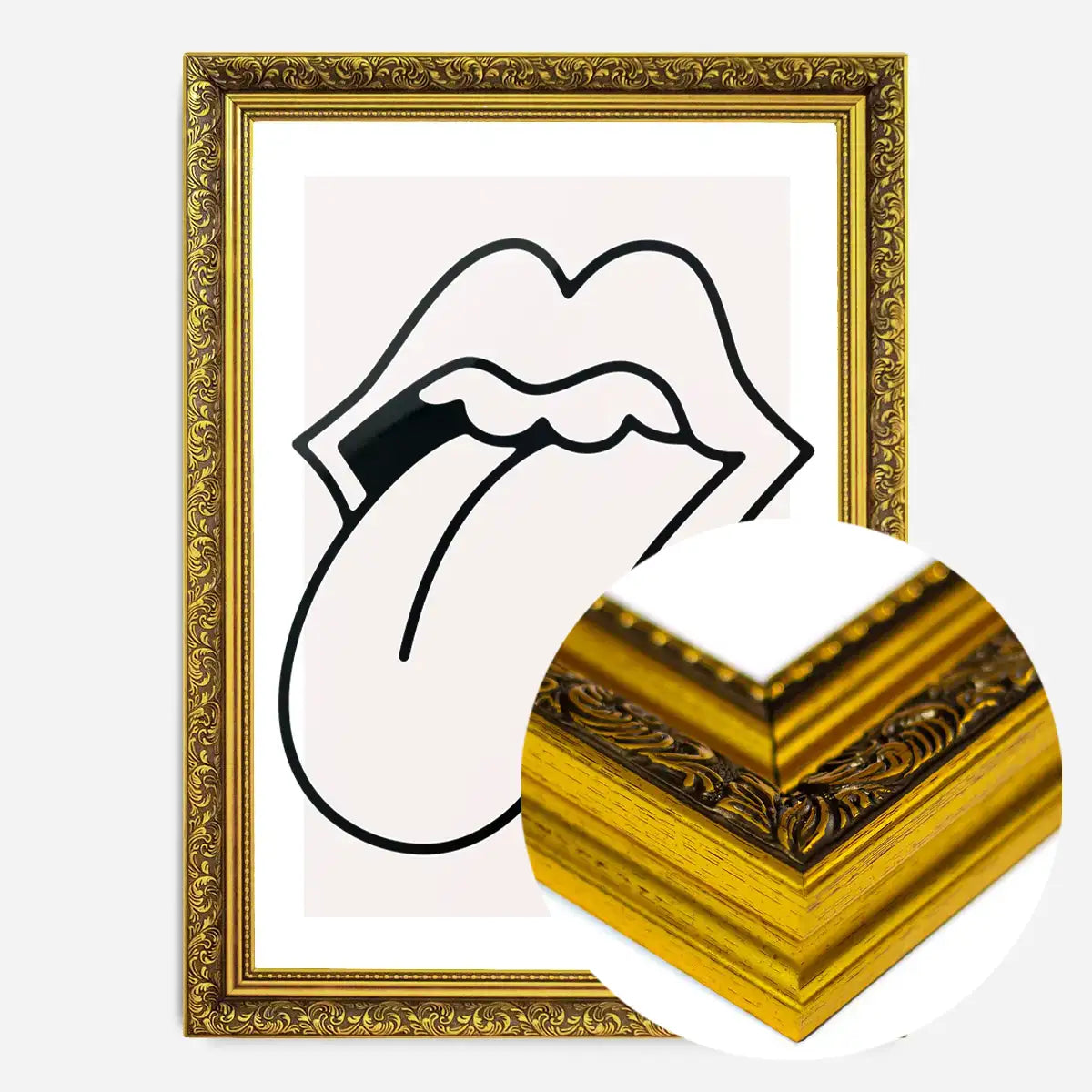 Rock Lips Tongue Black And White Print