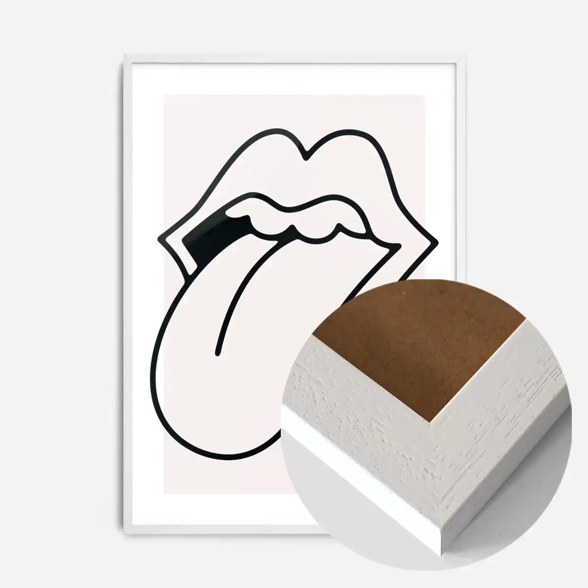 Rock Lips Tongue Black And White Print