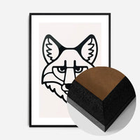 Fox Animal Black And White Portrait Print