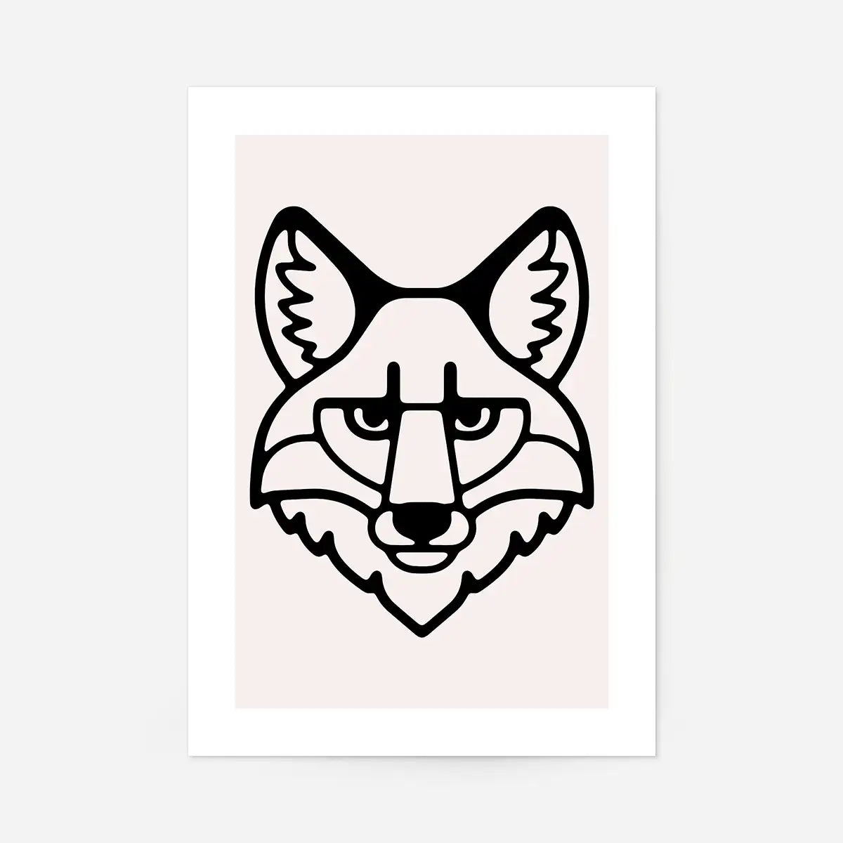 Fox Animal Black And White Portrait Print