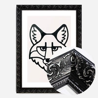Fox Animal Black And White Portrait Print