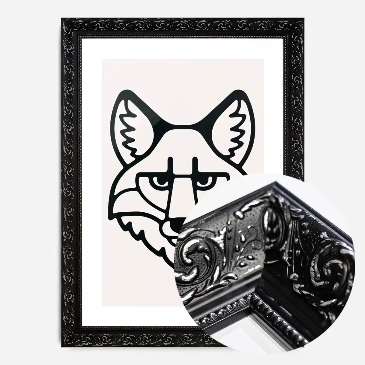Fox Animal Black And White Portrait Print
