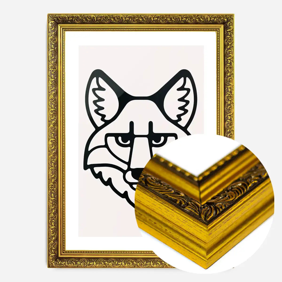Fox Animal Black And White Portrait Print