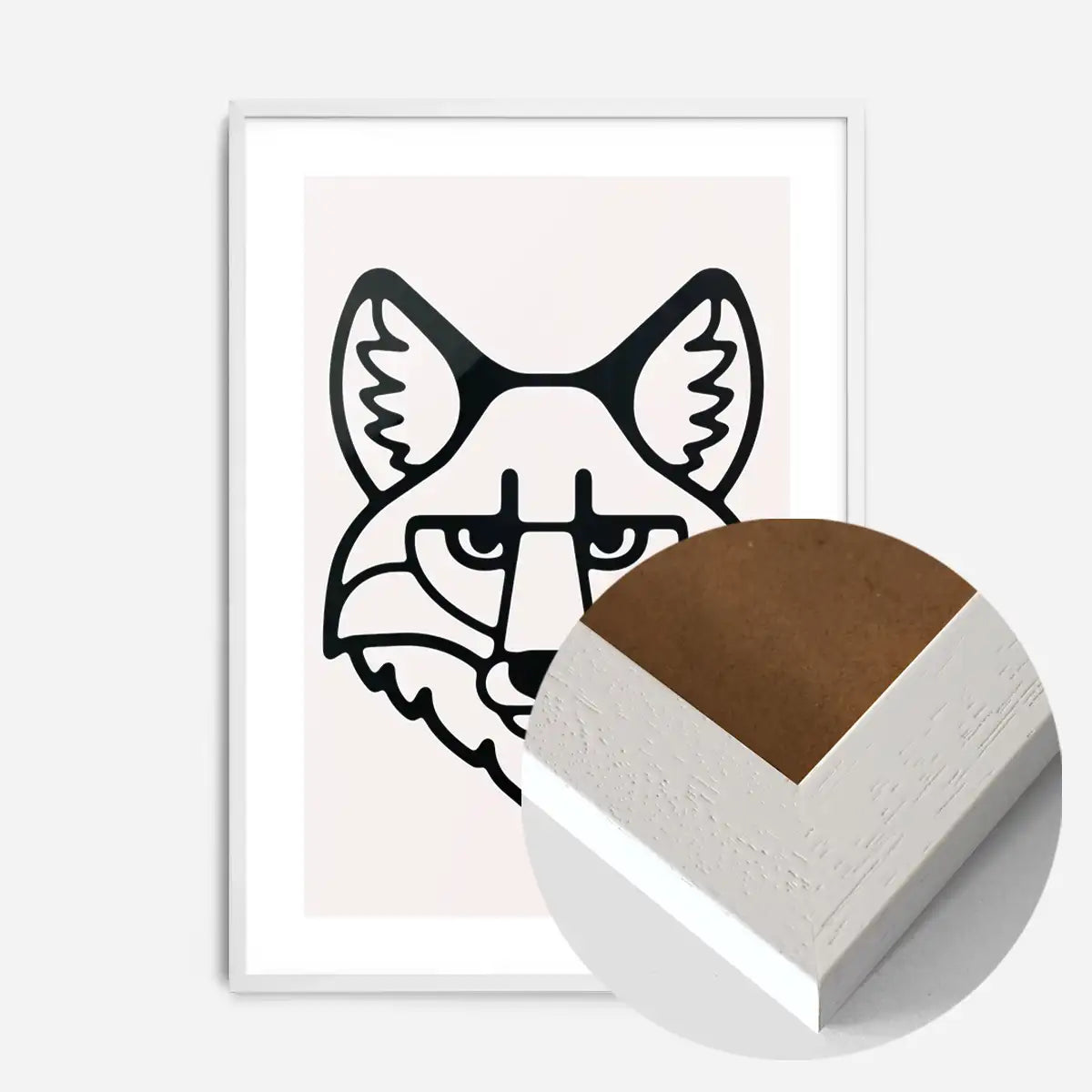 Fox Animal Black And White Portrait Print