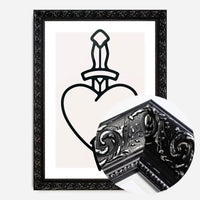 Heart And Dagger Black And White Tattoo Style Print