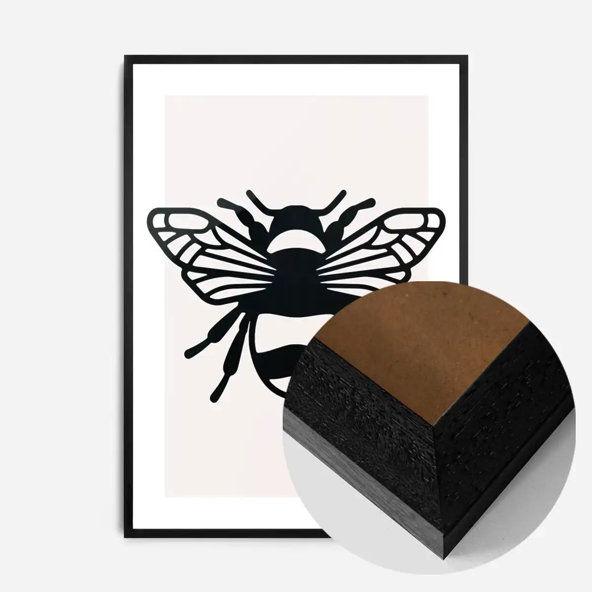 Bee Black And White Illustration Print