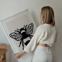 Bee Black And White Illustration Print