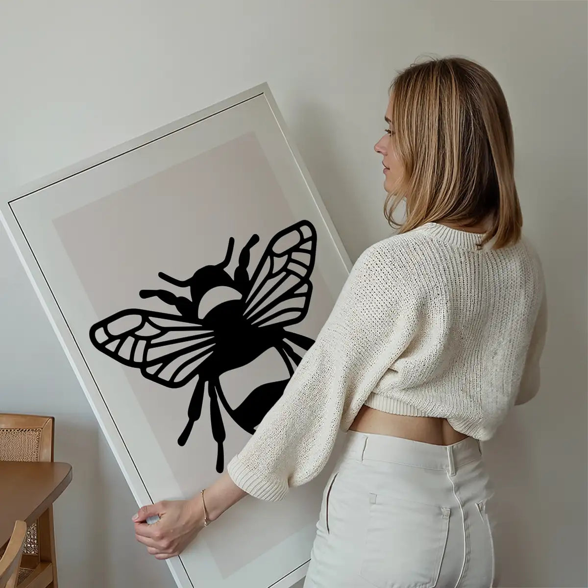 Bee Black And White Illustration Print