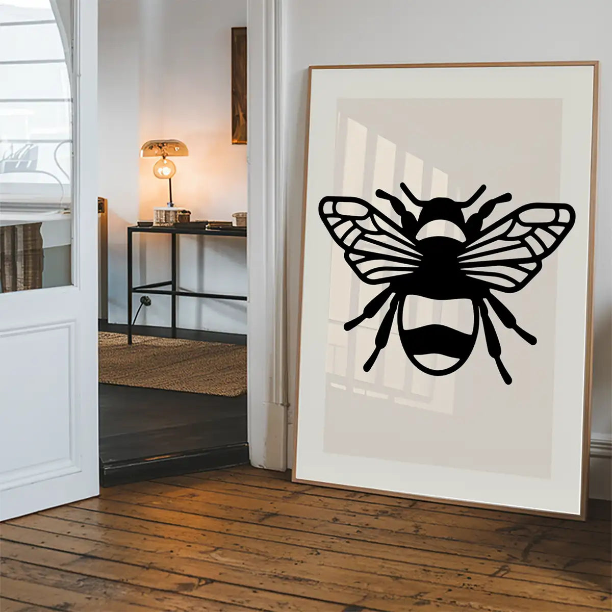 Bee Black And White Illustration Print