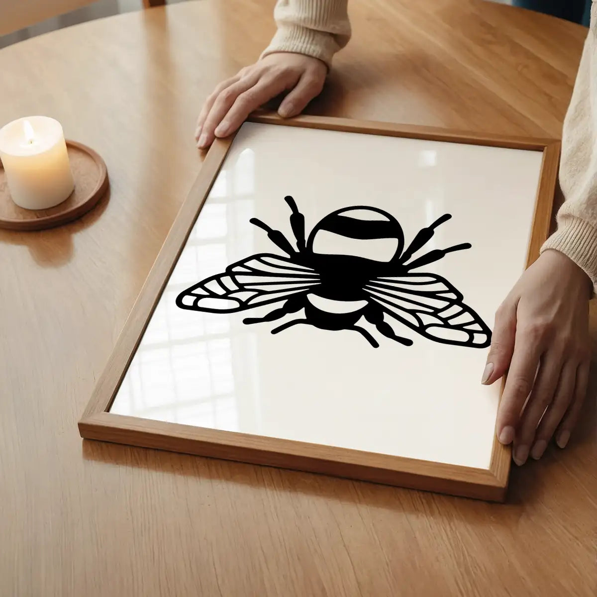 Bee Black And White Illustration Print