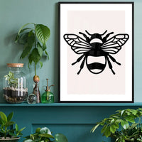 Bee Black And White Illustration Print