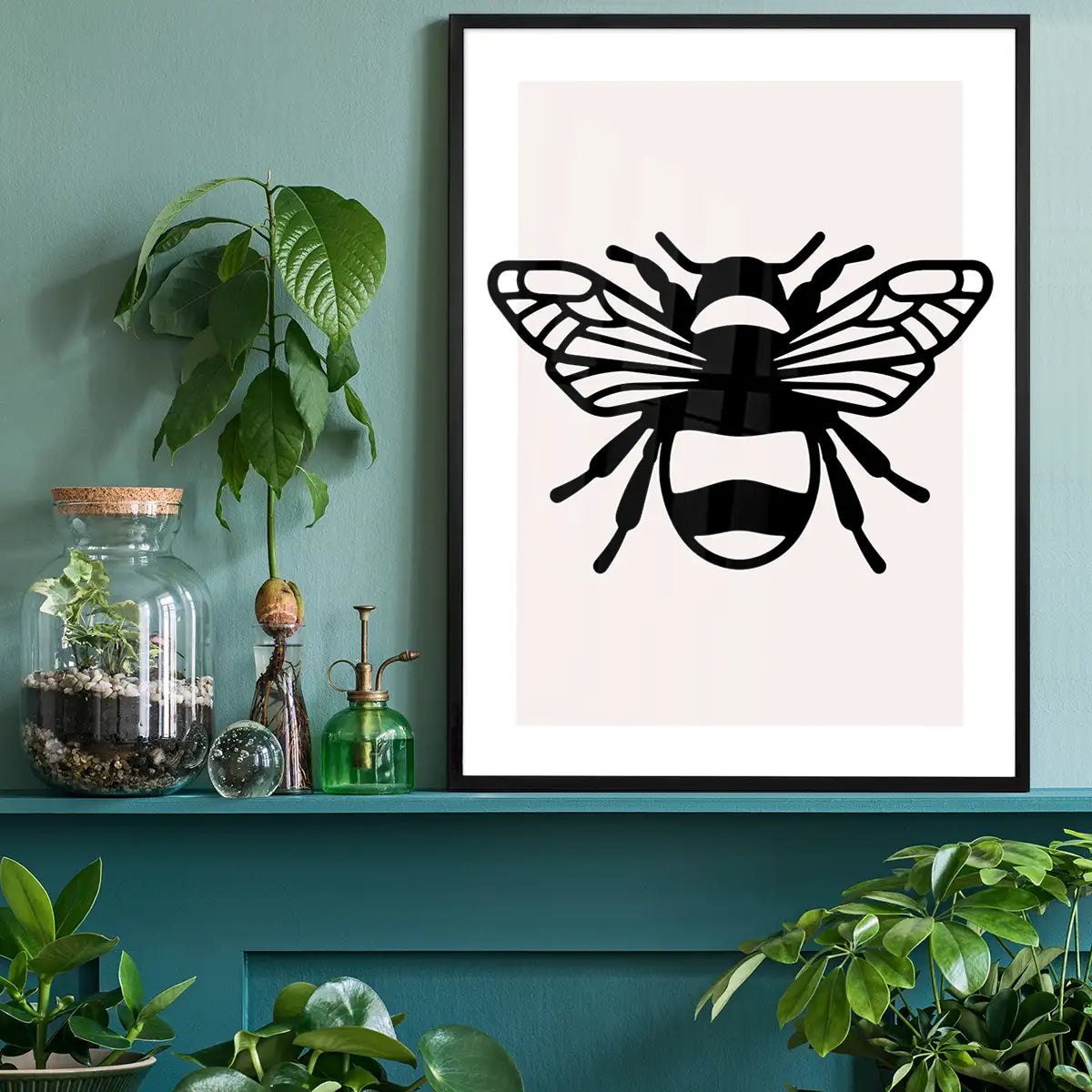 Bee Black And White Illustration Print