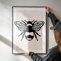 Bee Black And White Illustration Print