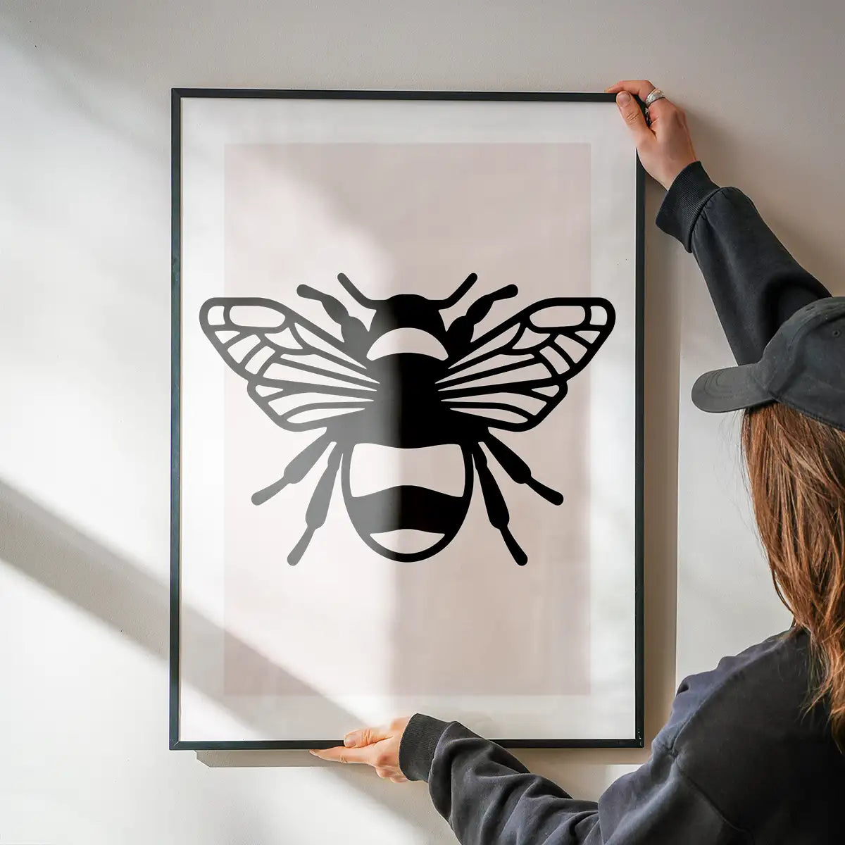 Bee Black And White Illustration Print