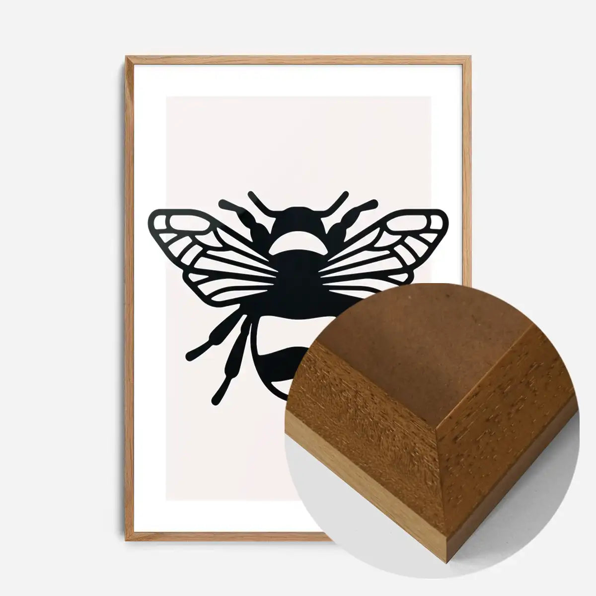 Bee Black And White Illustration Print