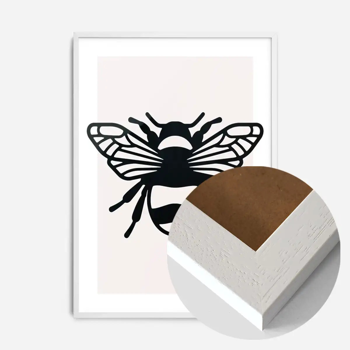 Bee Black And White Illustration Print