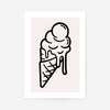 Ice Cream Black And White Illustration Print