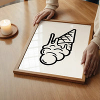 Ice Cream Black And White Illustration Print