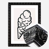 Ice Cream Black And White Illustration Print