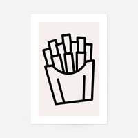 French Fries Black And White Fast Food Illustration Print
