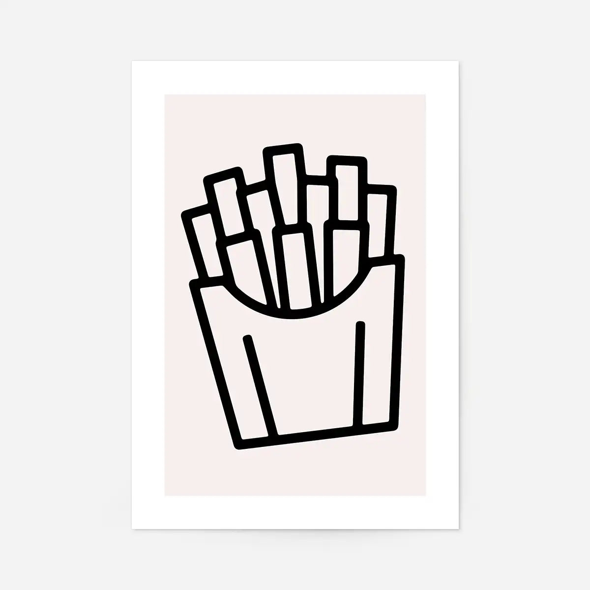 French Fries Black And White Fast Food Illustration Print