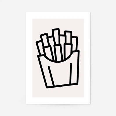 French Fries Black And White Fast Food Illustration Print
