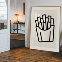 French Fries Black And White Fast Food Illustration Print
