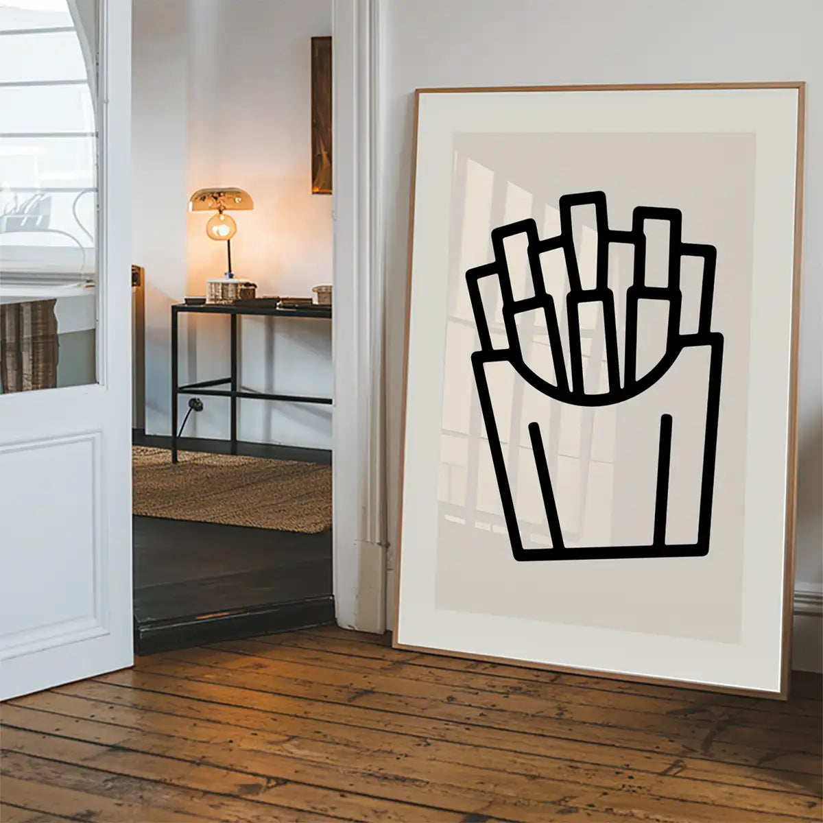 French Fries Black And White Fast Food Illustration Print