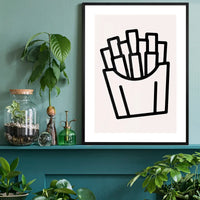 French Fries Black And White Fast Food Illustration Print