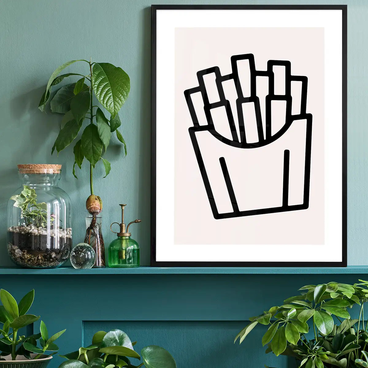 French Fries Black And White Fast Food Illustration Print