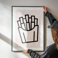French Fries Black And White Fast Food Illustration Print