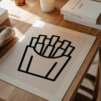 French Fries Black And White Fast Food Illustration Print