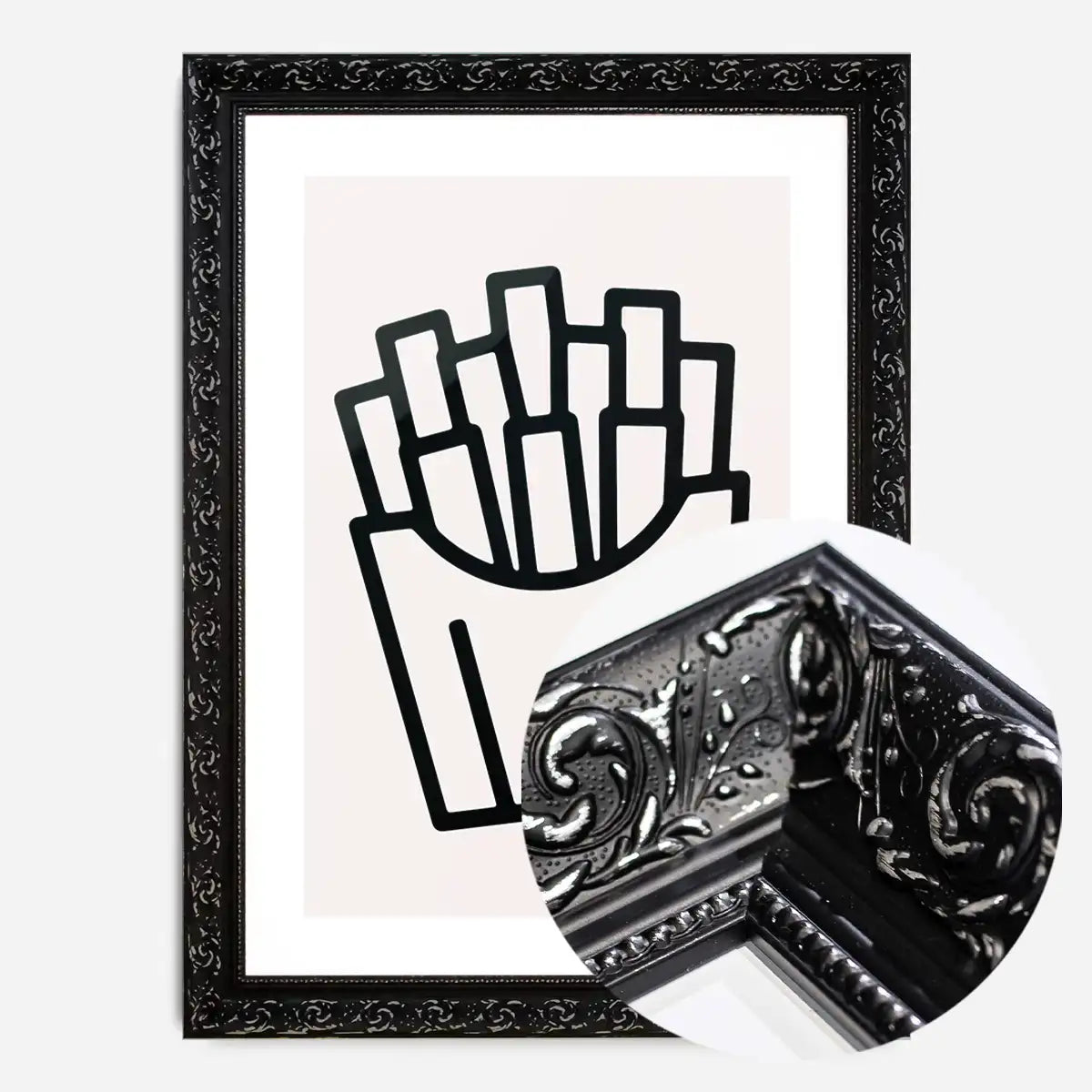 French Fries Black And White Fast Food Illustration Print