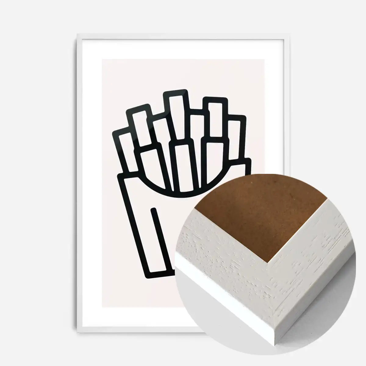 French Fries Black And White Fast Food Illustration Print