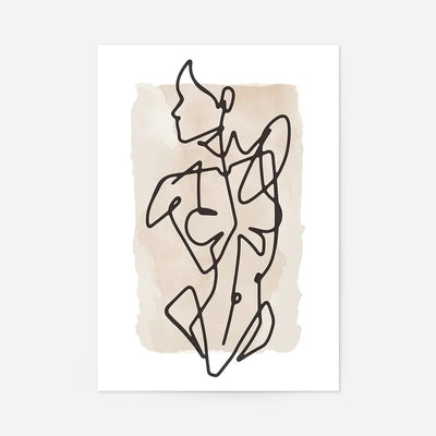 Female Front Study Line Art Watercolour Print