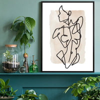 Female Front Study Line Art Watercolour Print