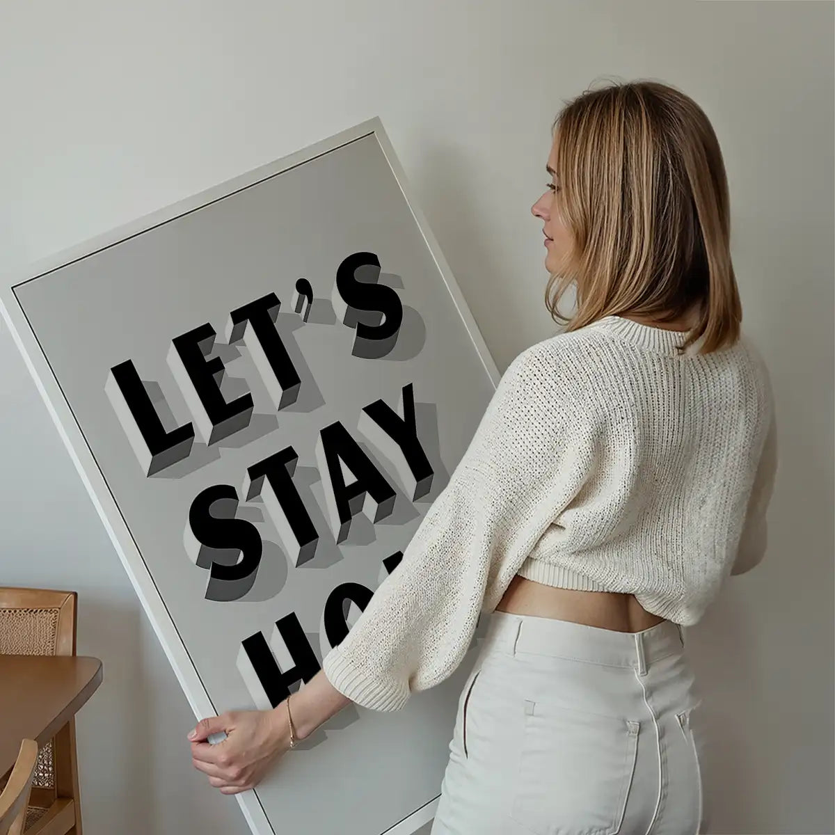 Let's Stay Home Grey Print