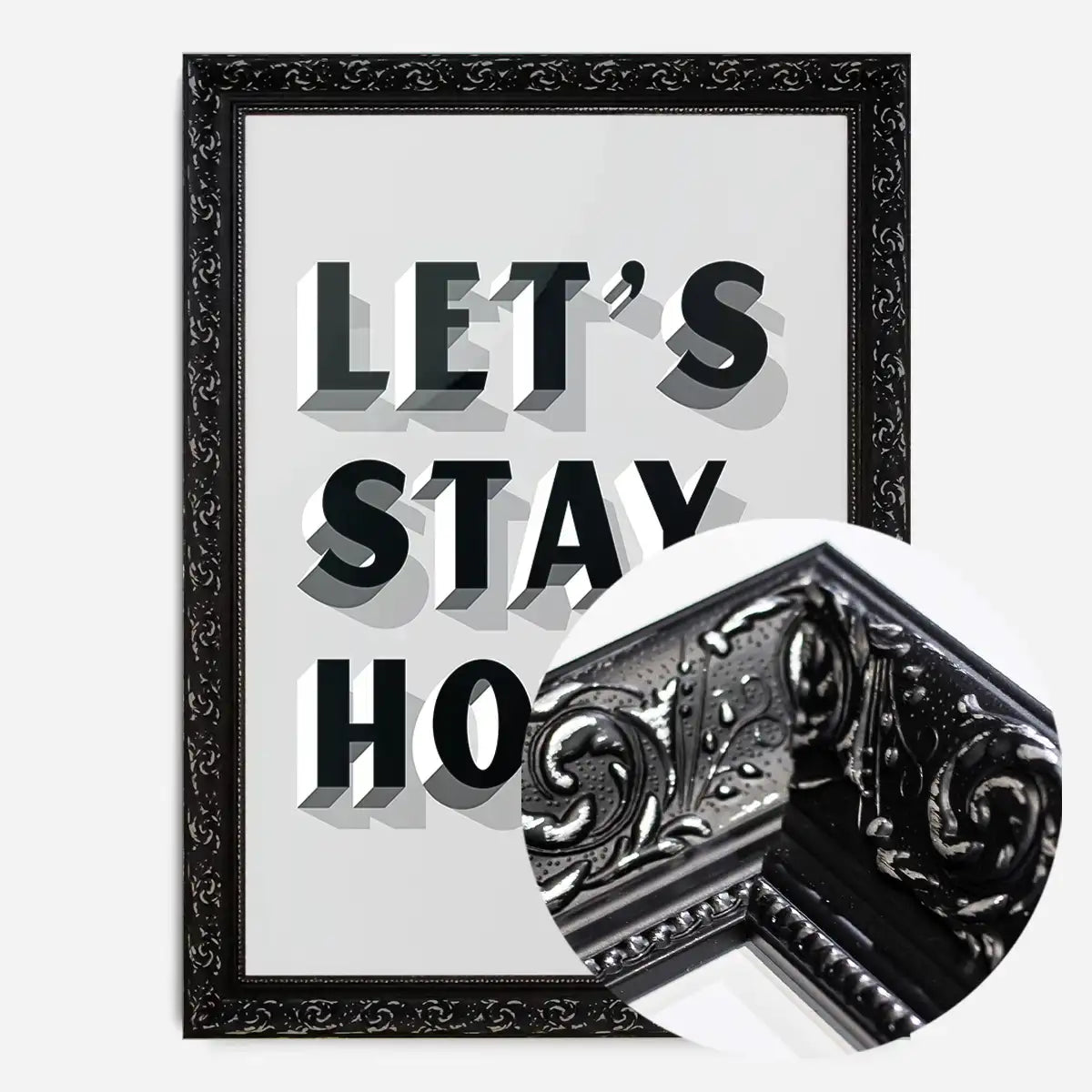 Let's Stay Home Grey Print