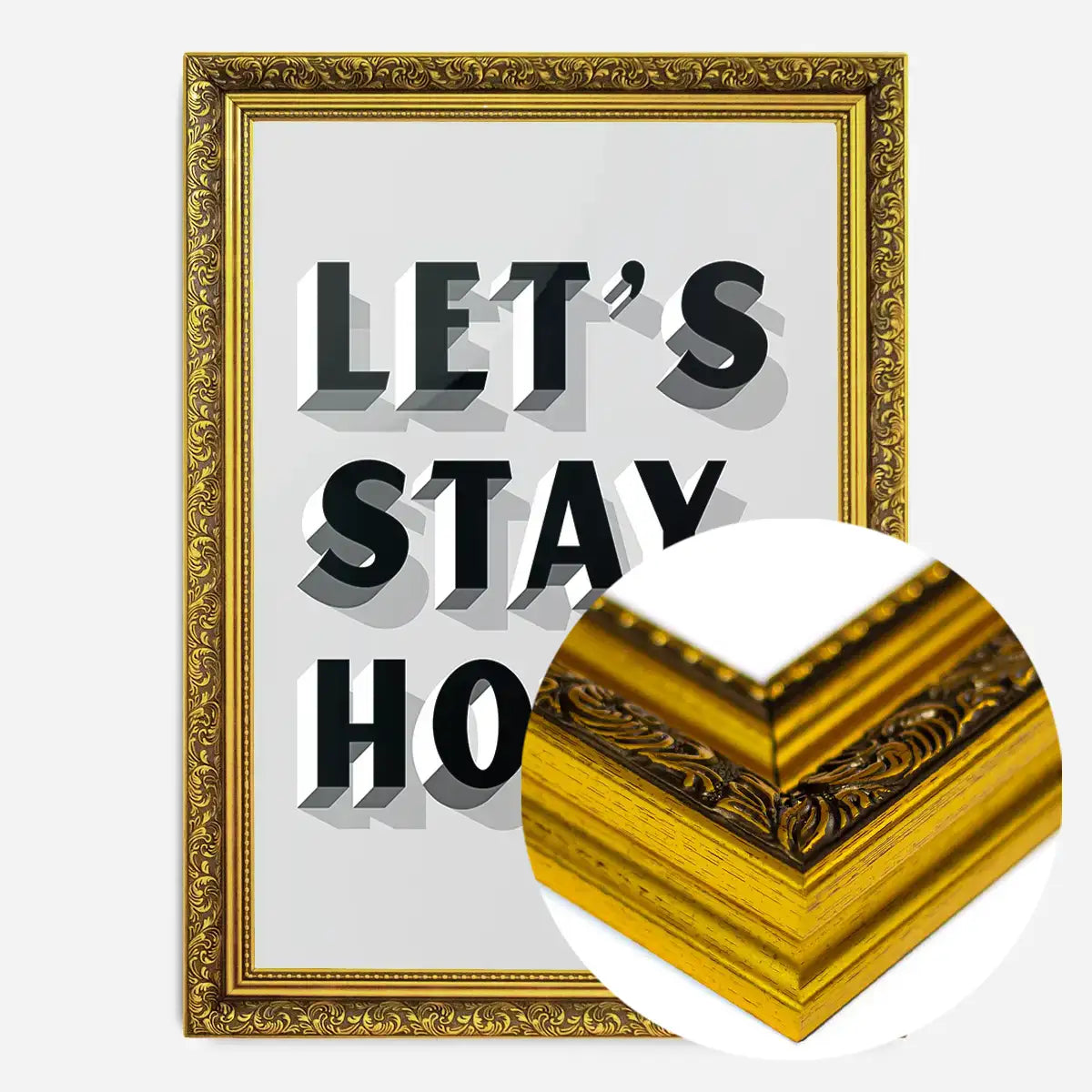 Let's Stay Home Grey Print
