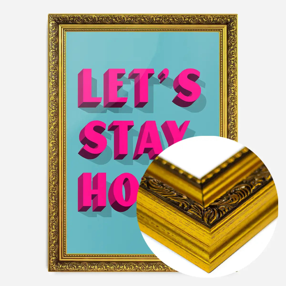 Let's Stay Home Bright Pink Print