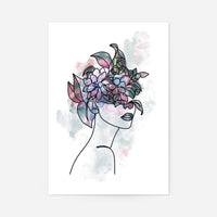 Flower Hair Line Art Print