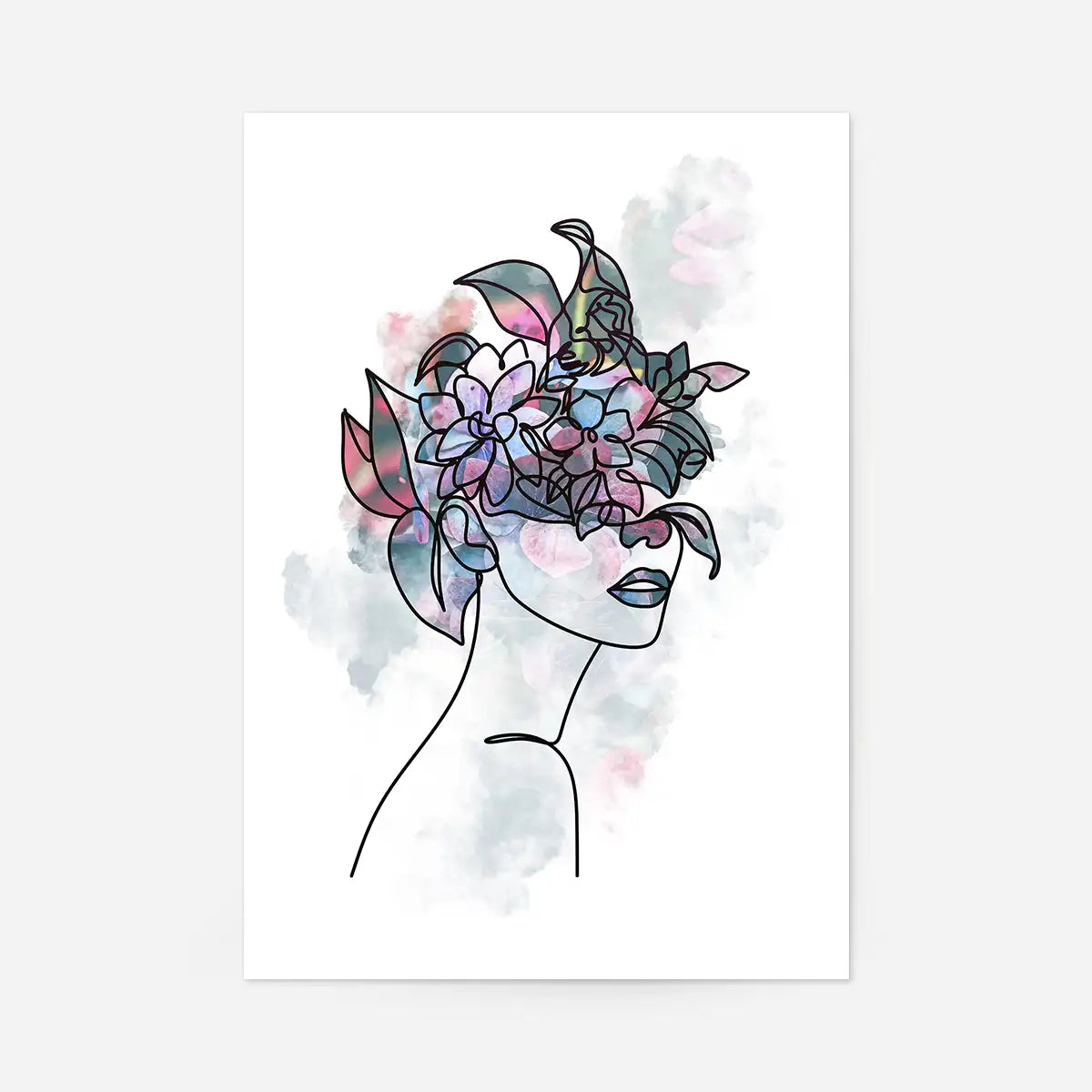 Flower Hair Line Art Print