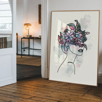 Flower Hair Line Art Print
