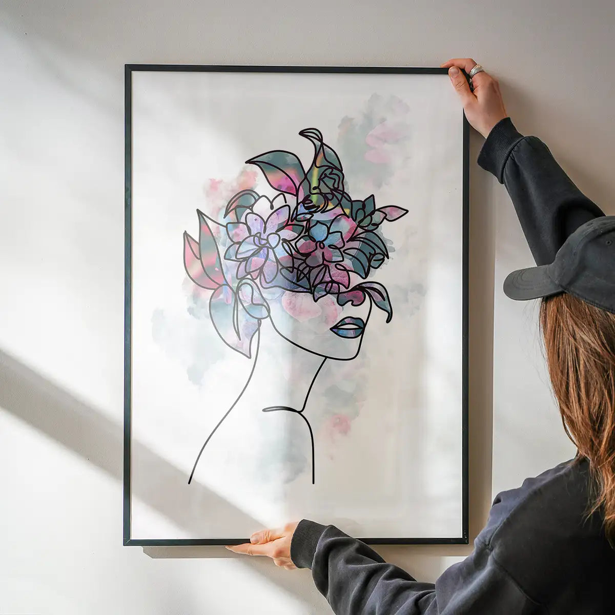 Flower Hair Line Art Print