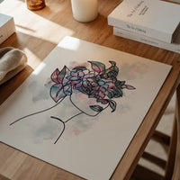 Flower Hair Line Art Print