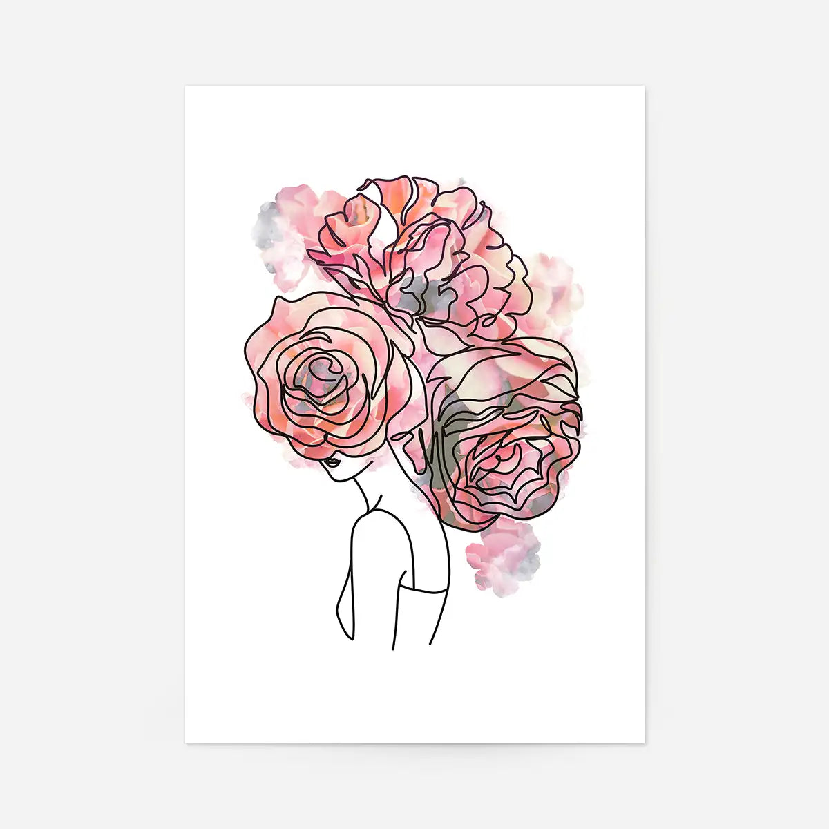 Roses Hair Line Art Print