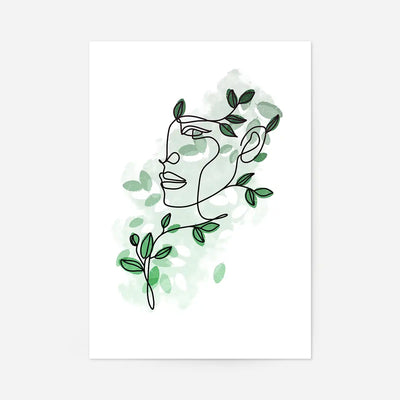 Leaves Hair Line Art Print
