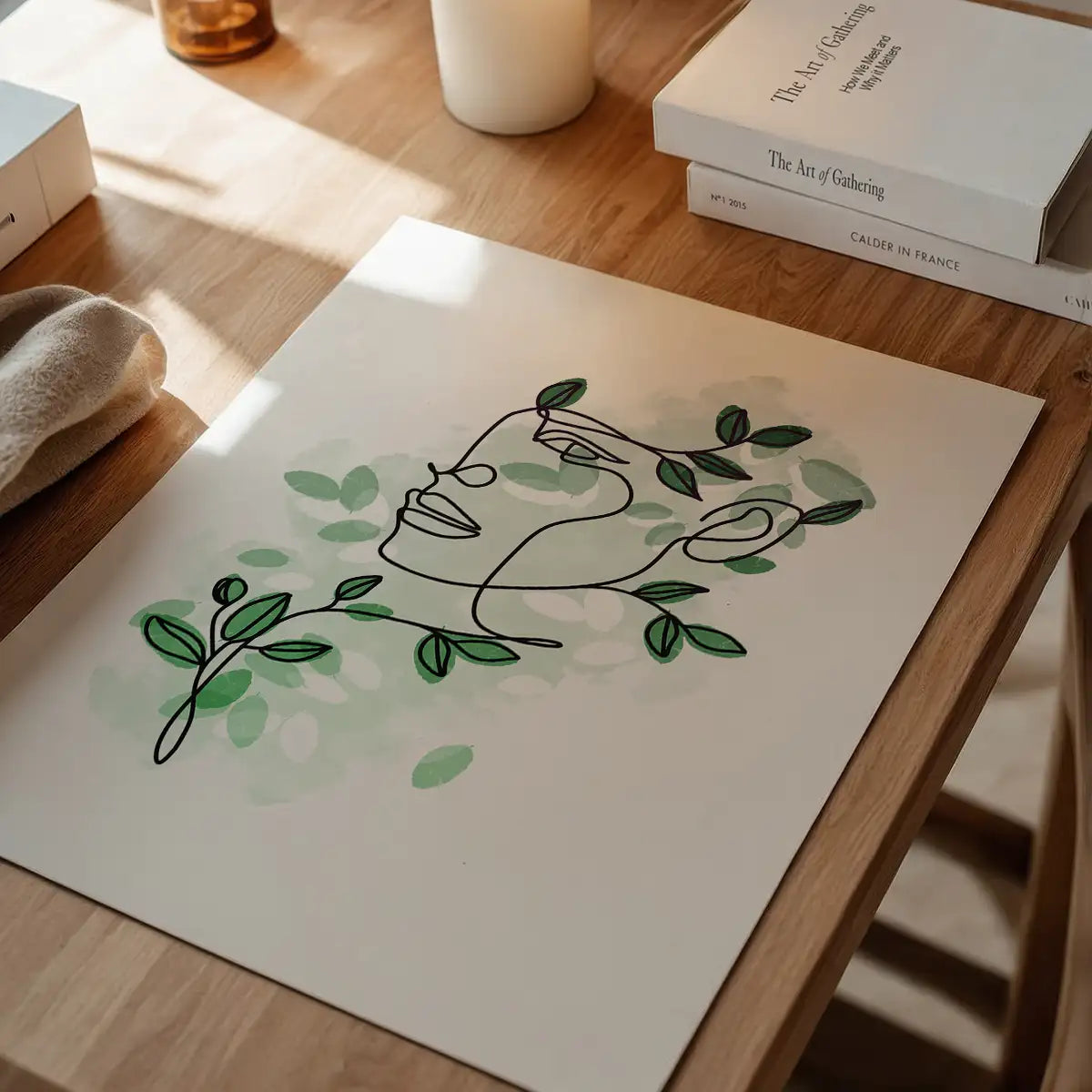 Leaves Hair Line Art Print