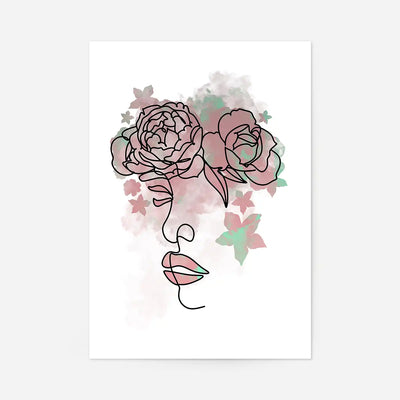 Floral Face Line Art Print