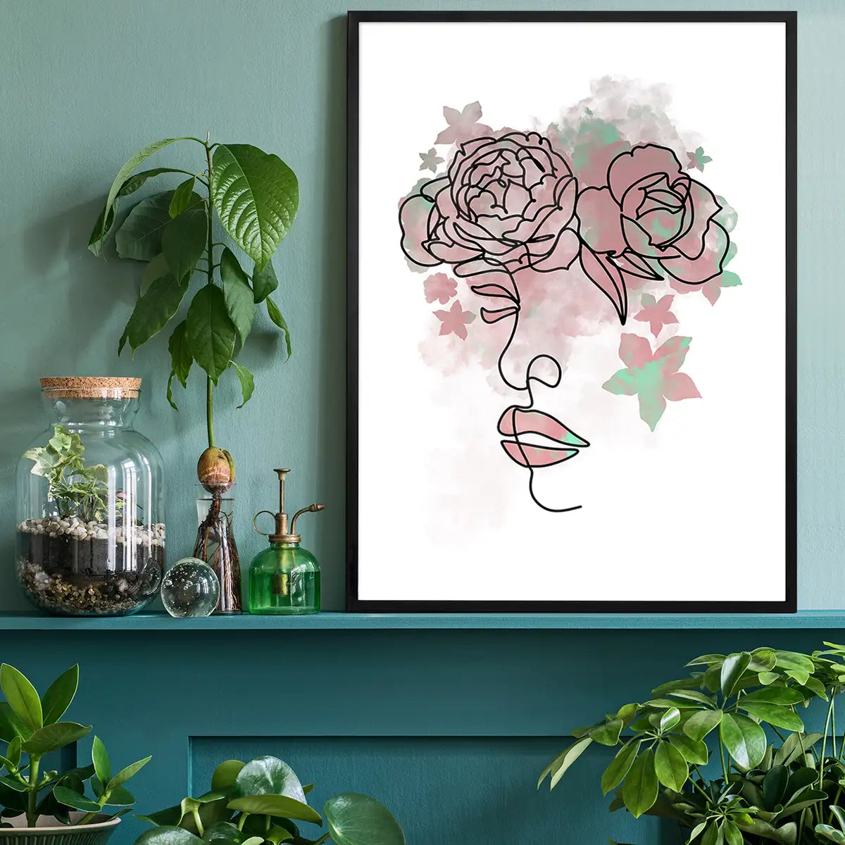 Floral Face Line Art Print